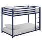 Miles Twin Over Twin Metal Bunk Bed with Secured Metal Slats and Integrated Ladder - Blue - Twin-Over-Twin