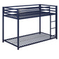 Miles Twin Over Twin Metal Bunk Bed with Secured Metal Slats and Integrated Ladder - Blue - Twin-Over-Twin