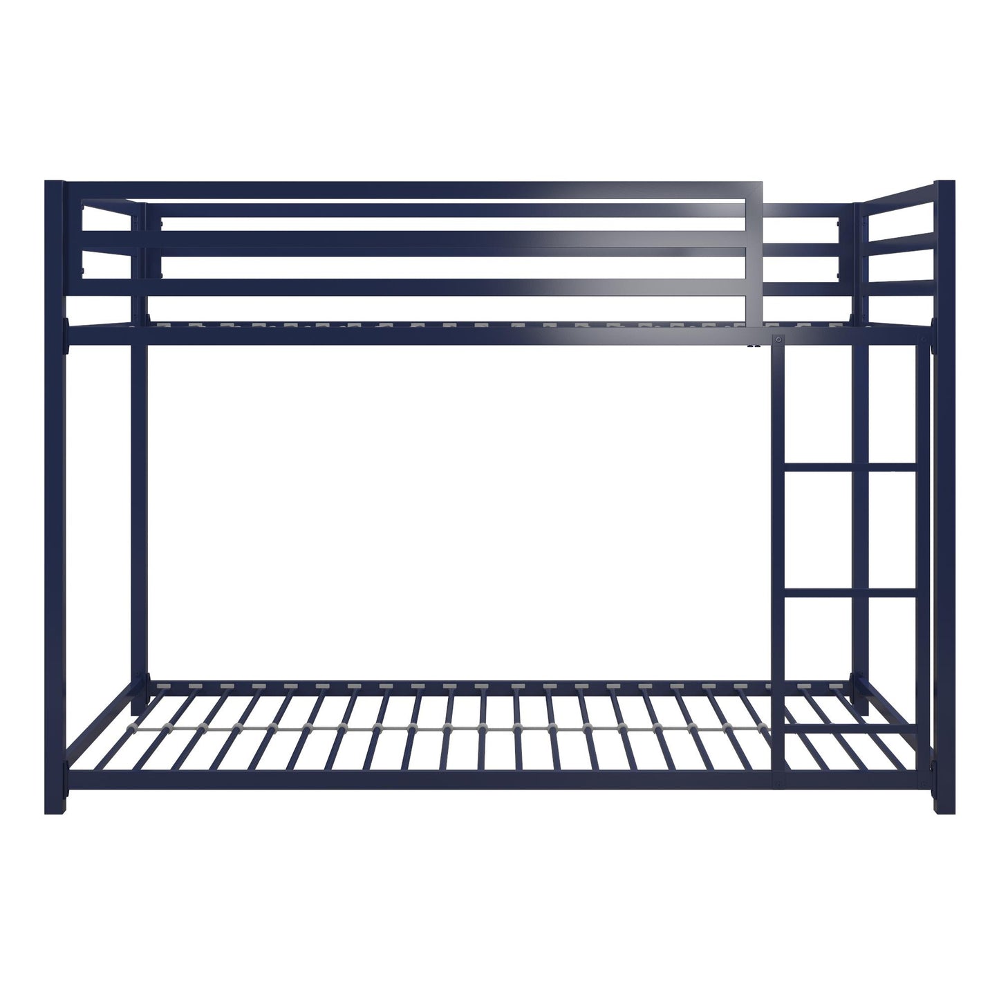 Miles Twin Over Twin Metal Bunk Bed with Secured Metal Slats and Integrated Ladder - Blue - Twin-Over-Twin