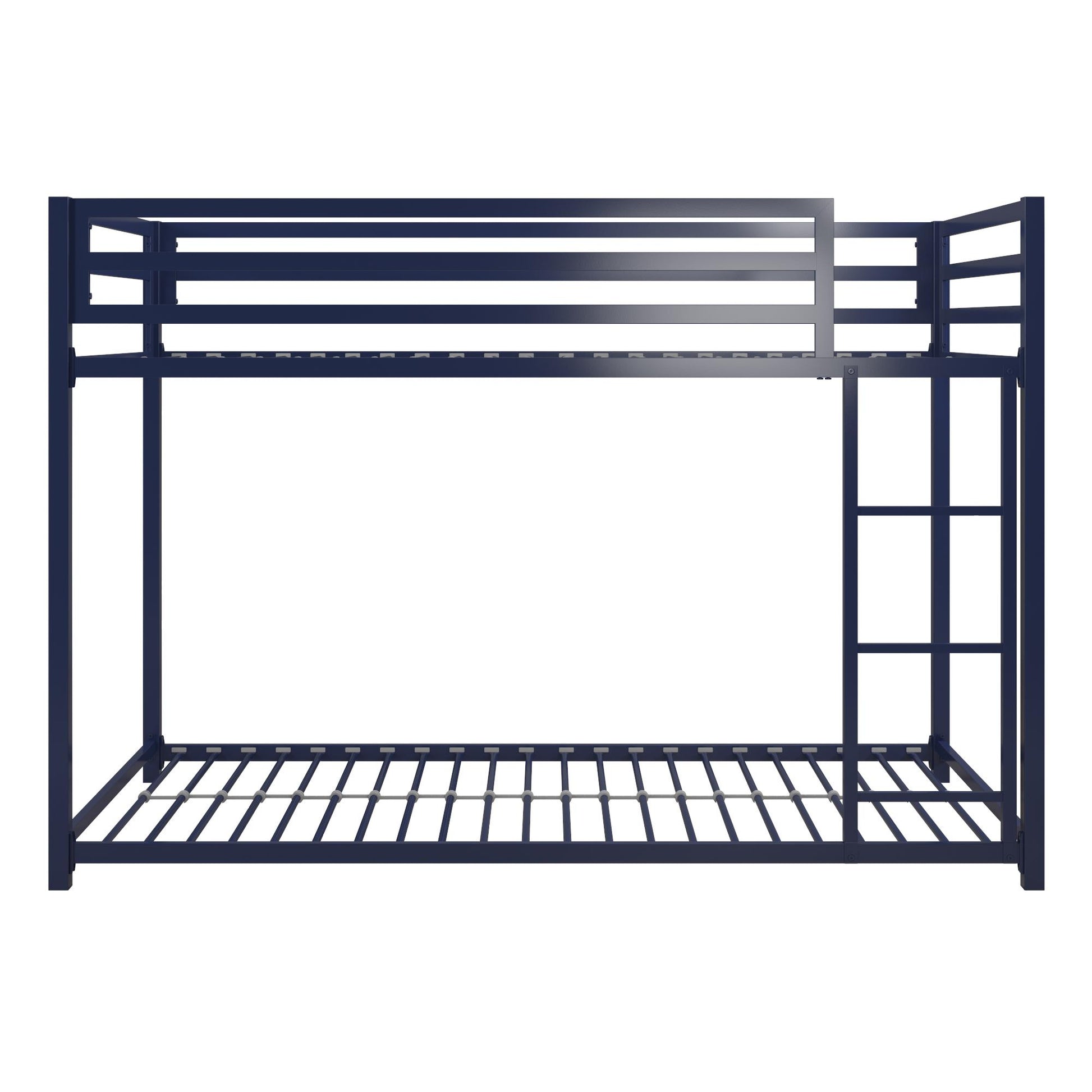 Miles Twin Over Twin Metal Bunk Bed with Secured Metal Slats and Integrated Ladder - Blue - Twin-Over-Twin