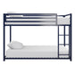 Miles Twin Over Twin Metal Bunk Bed with Secured Metal Slats and Integrated Ladder - Blue - Twin-Over-Twin