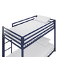 Miles Twin Over Twin Metal Bunk Bed with Secured Metal Slats and Integrated Ladder - Blue - Twin-Over-Twin