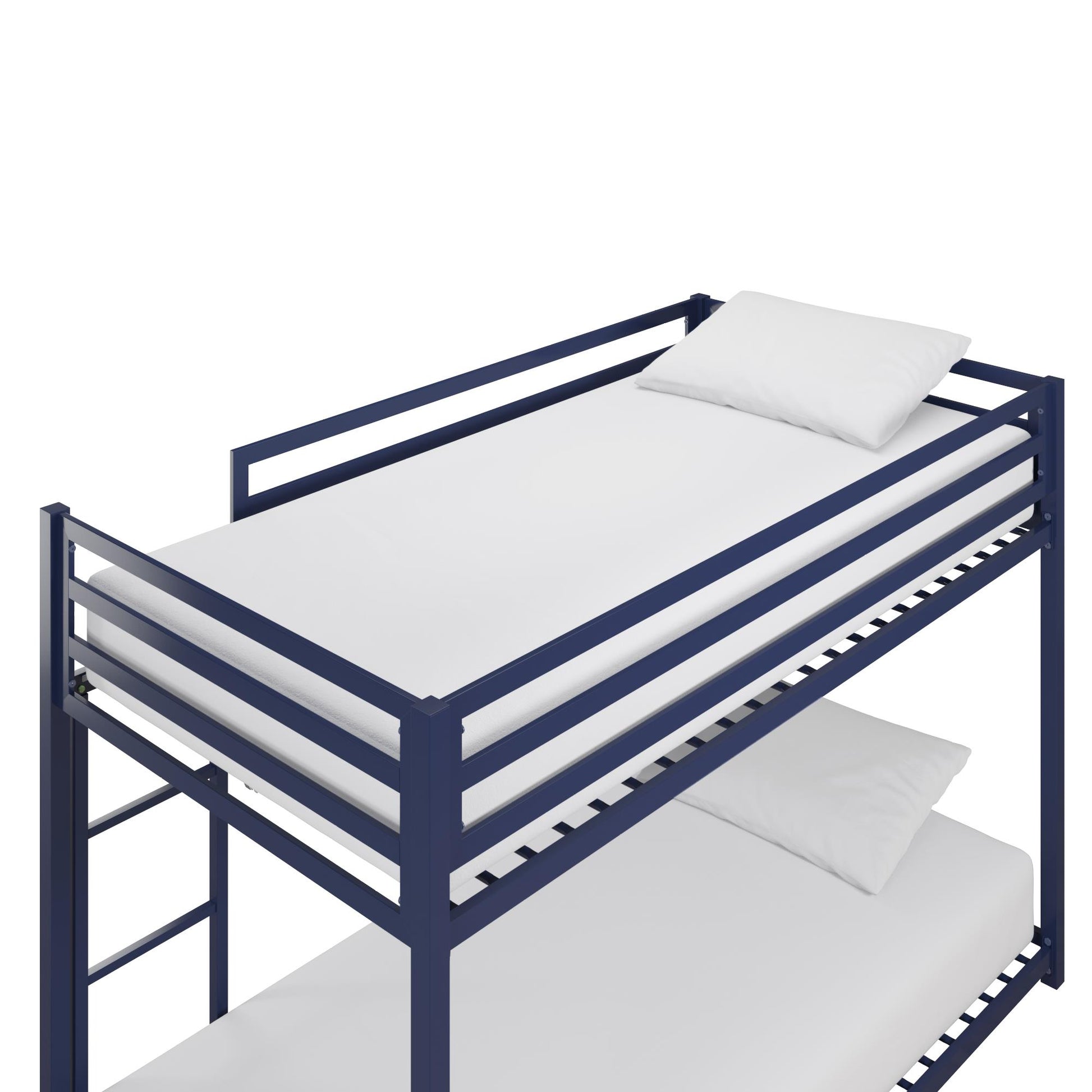Miles Twin Over Twin Metal Bunk Bed with Secured Metal Slats and Integrated Ladder - Blue - Twin-Over-Twin