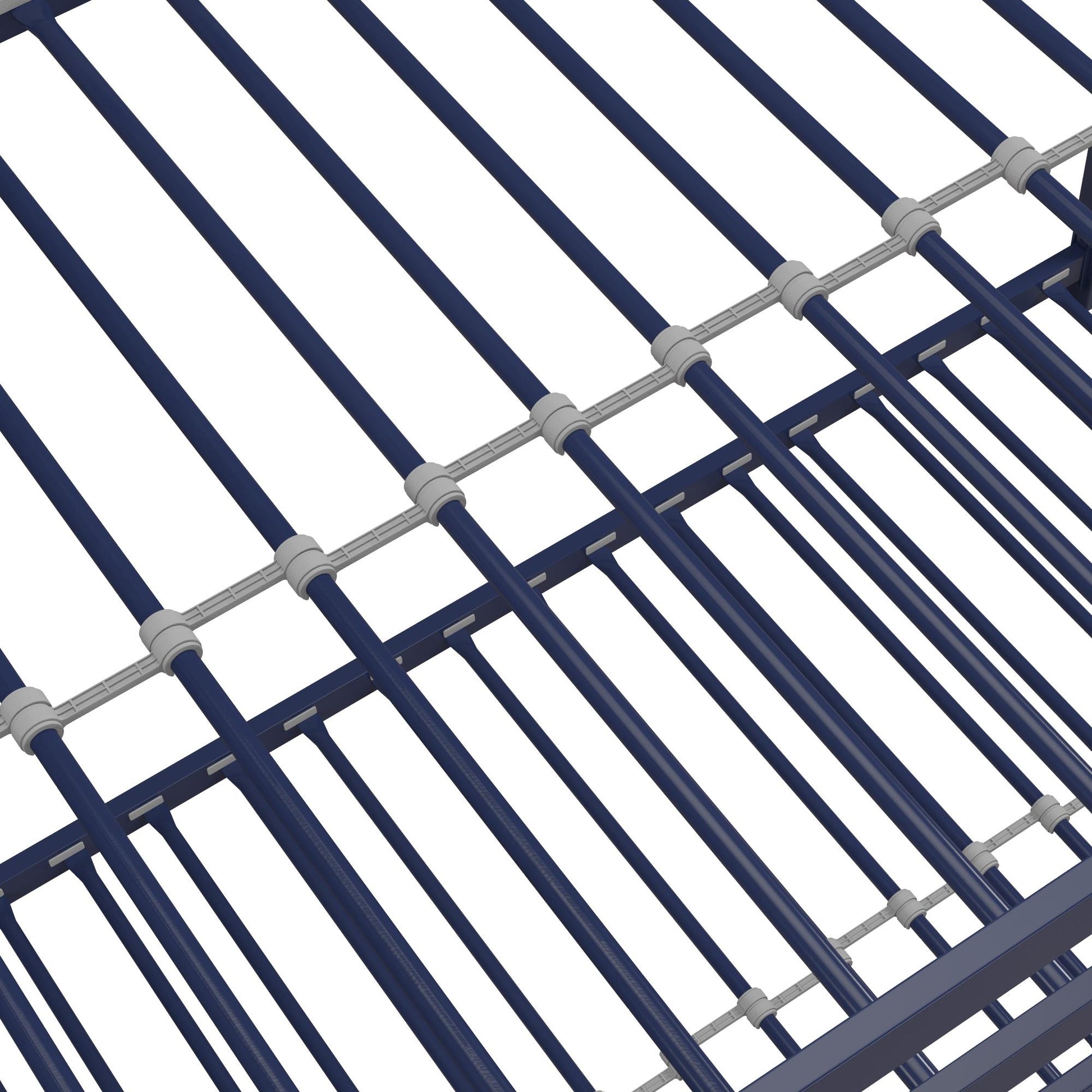Miles Twin Over Twin Metal Bunk Bed with Secured Metal Slats and Integrated Ladder - Blue - Twin-Over-Twin