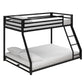 Miles Twin Over Twin Metal Bunk Bed with Secured Metal Slats and Integrated Ladder - Black - Twin-Over-Full