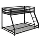 Miles Twin Over Twin Metal Bunk Bed with Secured Metal Slats and Integrated Ladder - Black - Twin-Over-Full