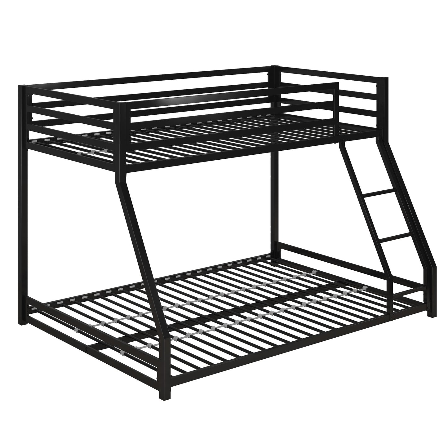 Miles Twin Over Twin Metal Bunk Bed with Secured Metal Slats and Integrated Ladder - Black - Twin-Over-Full