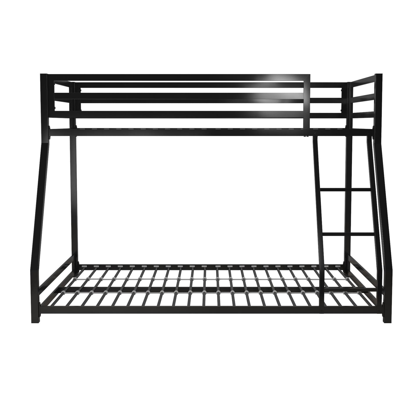 Miles Twin Over Twin Metal Bunk Bed with Secured Metal Slats and Integrated Ladder - Black - Twin-Over-Full