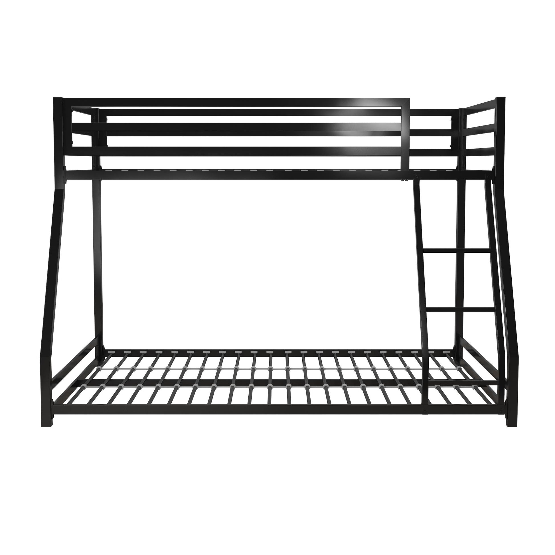 Miles Twin Over Twin Metal Bunk Bed with Secured Metal Slats and Integrated Ladder - Black - Twin-Over-Full