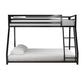 Miles Twin Over Twin Metal Bunk Bed with Secured Metal Slats and Integrated Ladder - Black - Twin-Over-Full