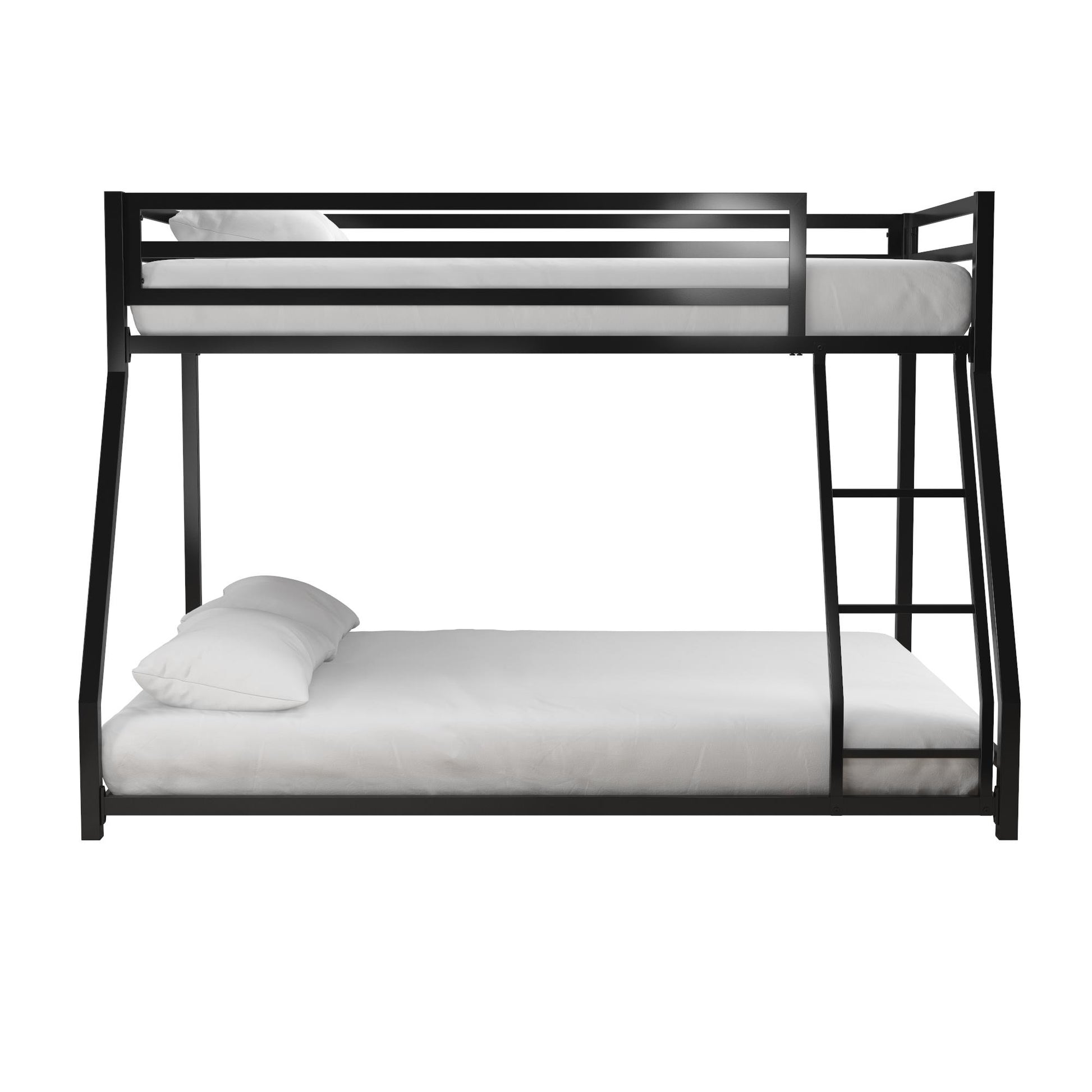 Miles Twin Over Twin Metal Bunk Bed with Secured Metal Slats and Integrated Ladder - Black - Twin-Over-Full
