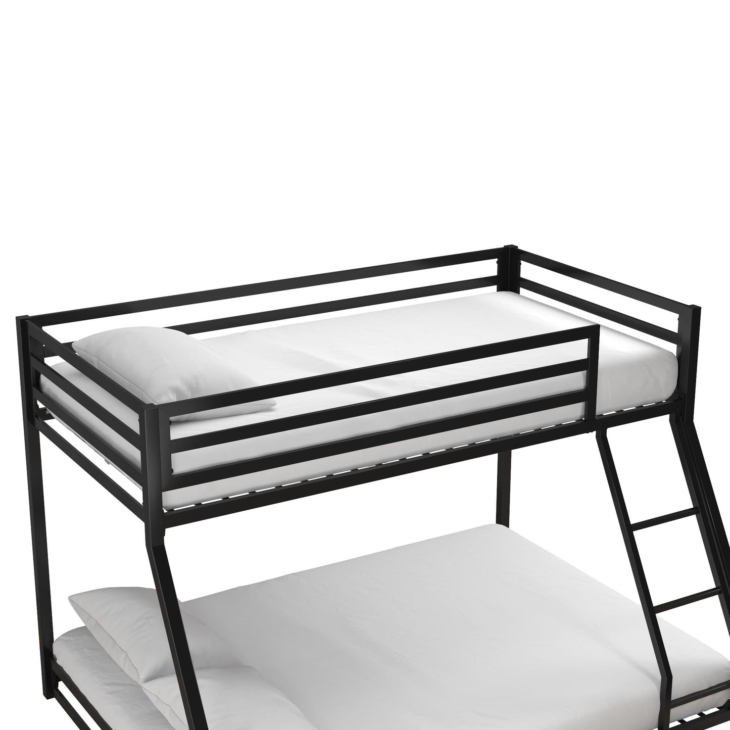Miles Twin Over Twin Metal Bunk Bed with Secured Metal Slats and Integrated Ladder - Black - Twin-Over-Full