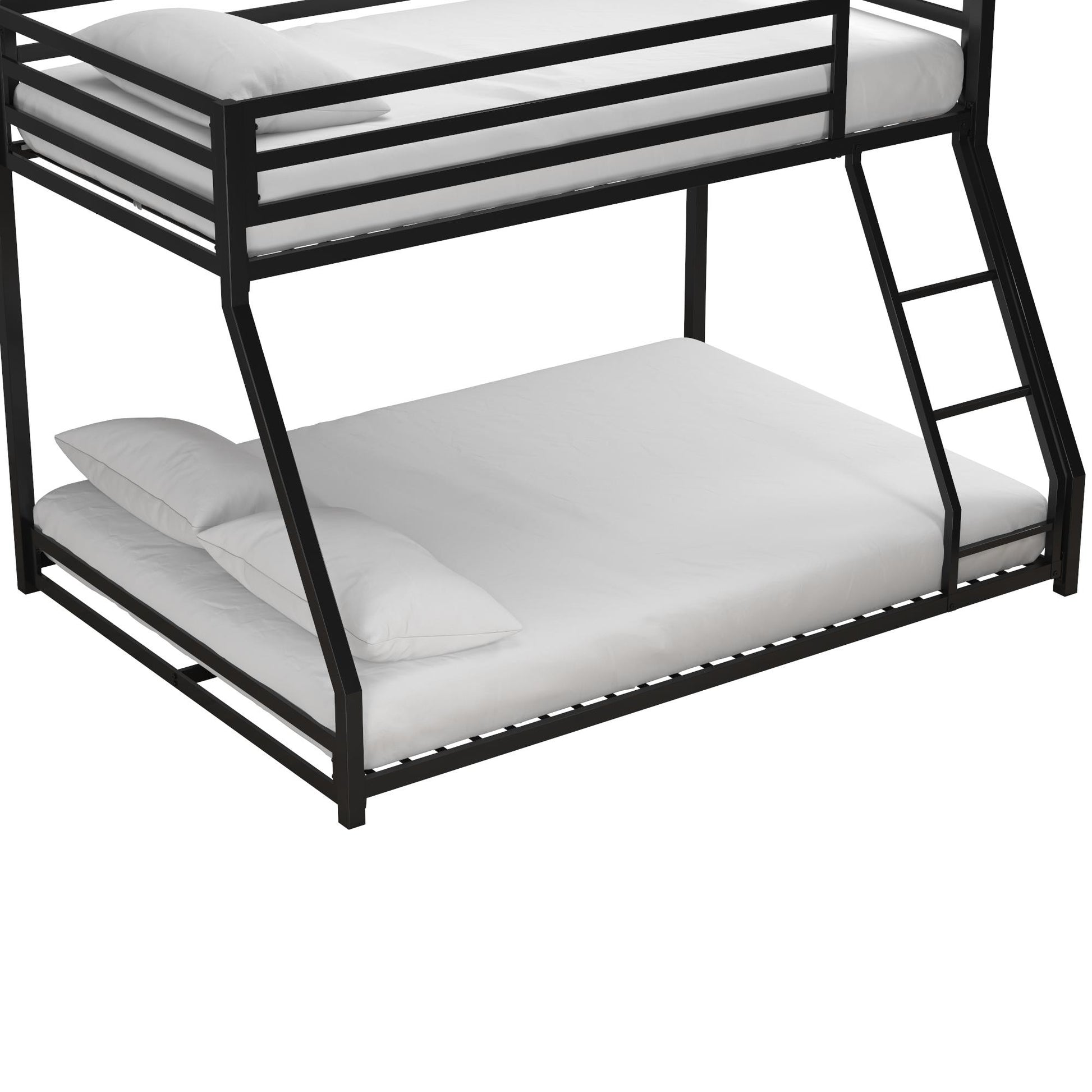 Miles Twin Over Twin Metal Bunk Bed with Secured Metal Slats and Integrated Ladder - Black - Twin-Over-Full
