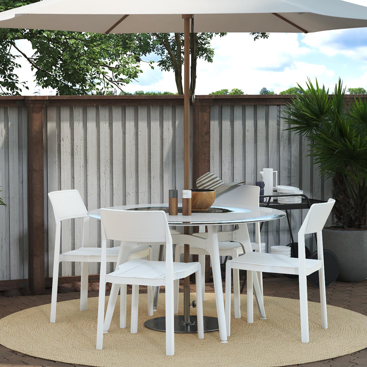 Poolside Collection Chandler Stacking Dining Chairs Indoor/Outdoor, Set of 2 - White - 2-Pack