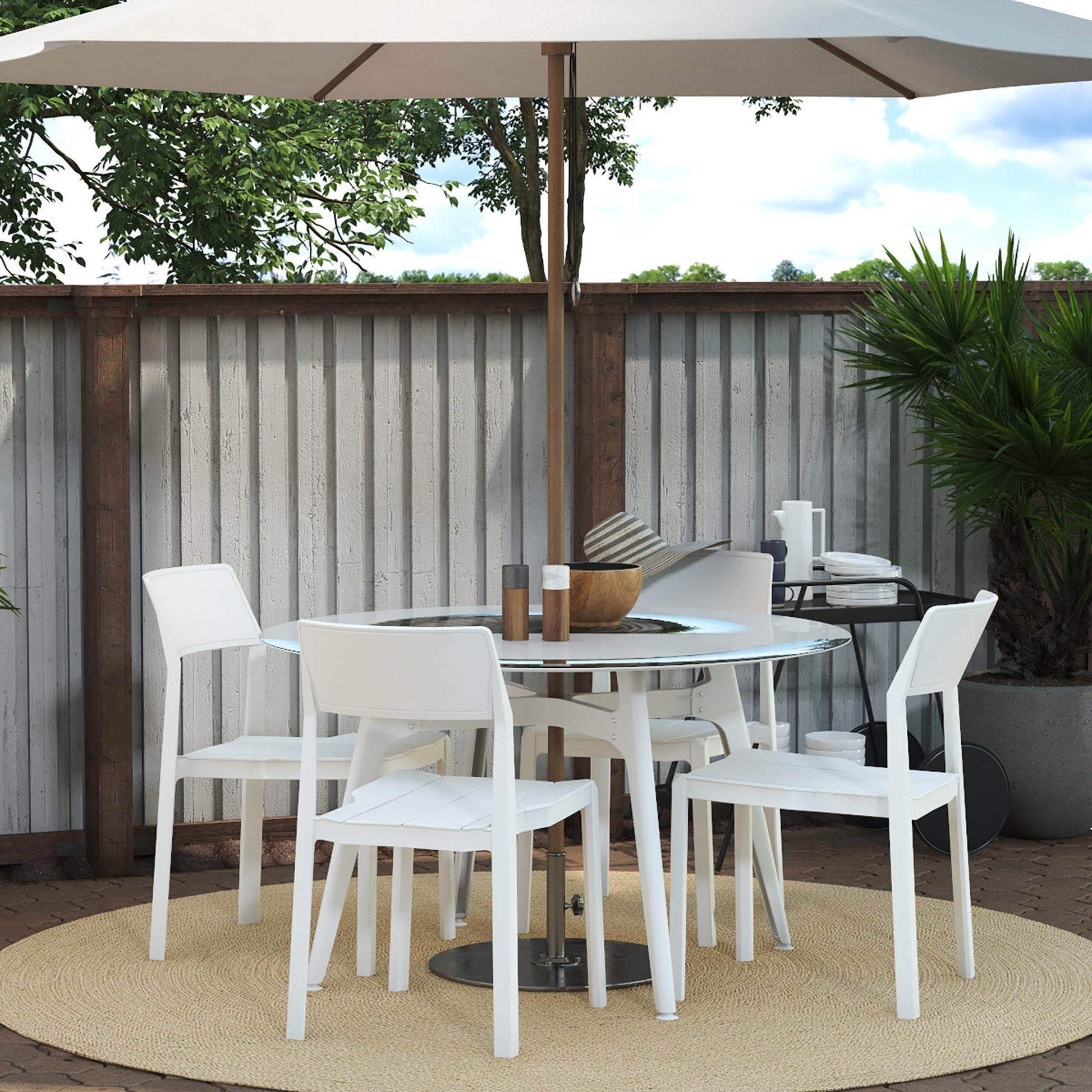 Poolside Collection Chandler Stacking Dining Chairs Indoor/Outdoor, Set of 2 - White - 2-Pack