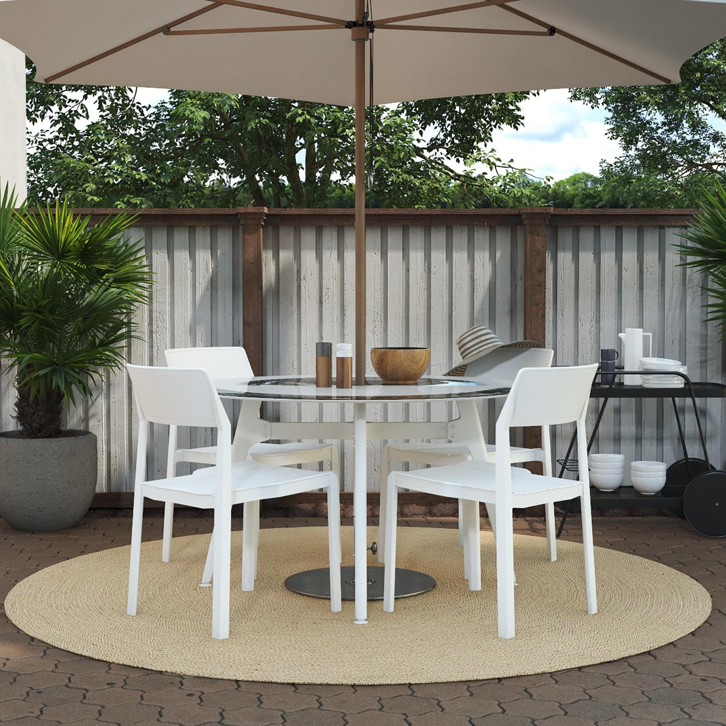 Poolside Collection Chandler Stacking Dining Chairs Indoor/Outdoor, Set of 2 - White - 2-Pack