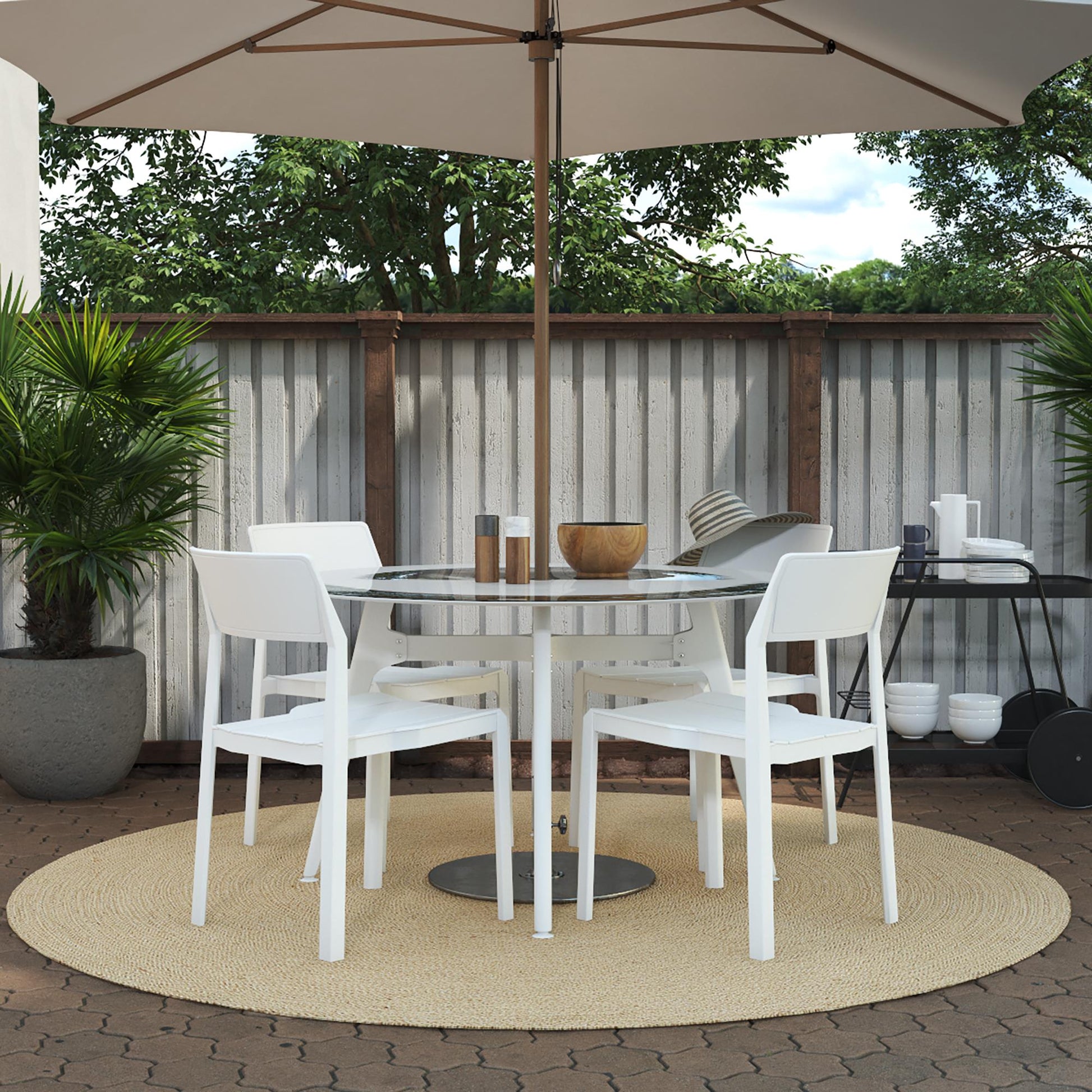 Poolside Collection Chandler Stacking Dining Chairs Indoor/Outdoor, Set of 2 - White - 2-Pack