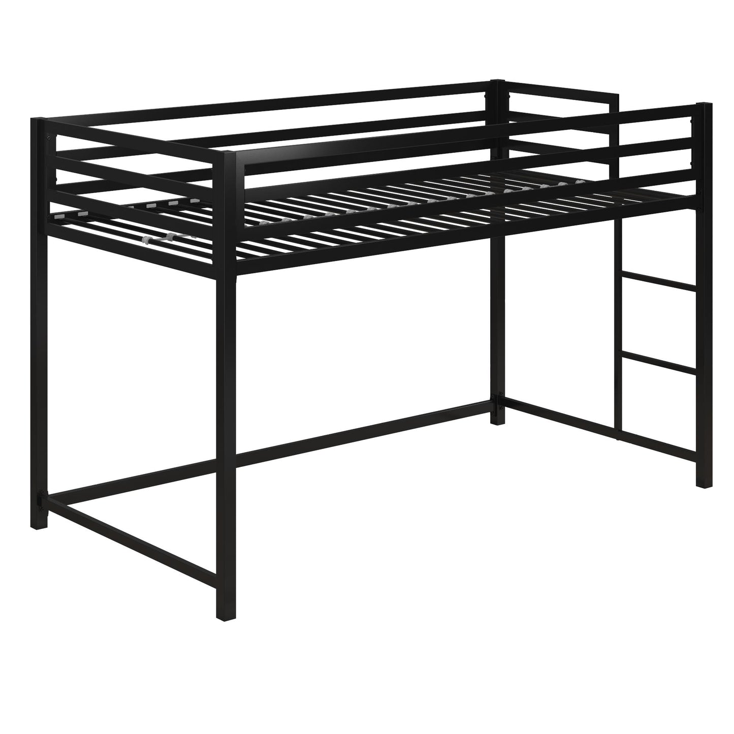 Miles Metal Junior Twin Loft Bed with Integrated Ladder - Black - Twin