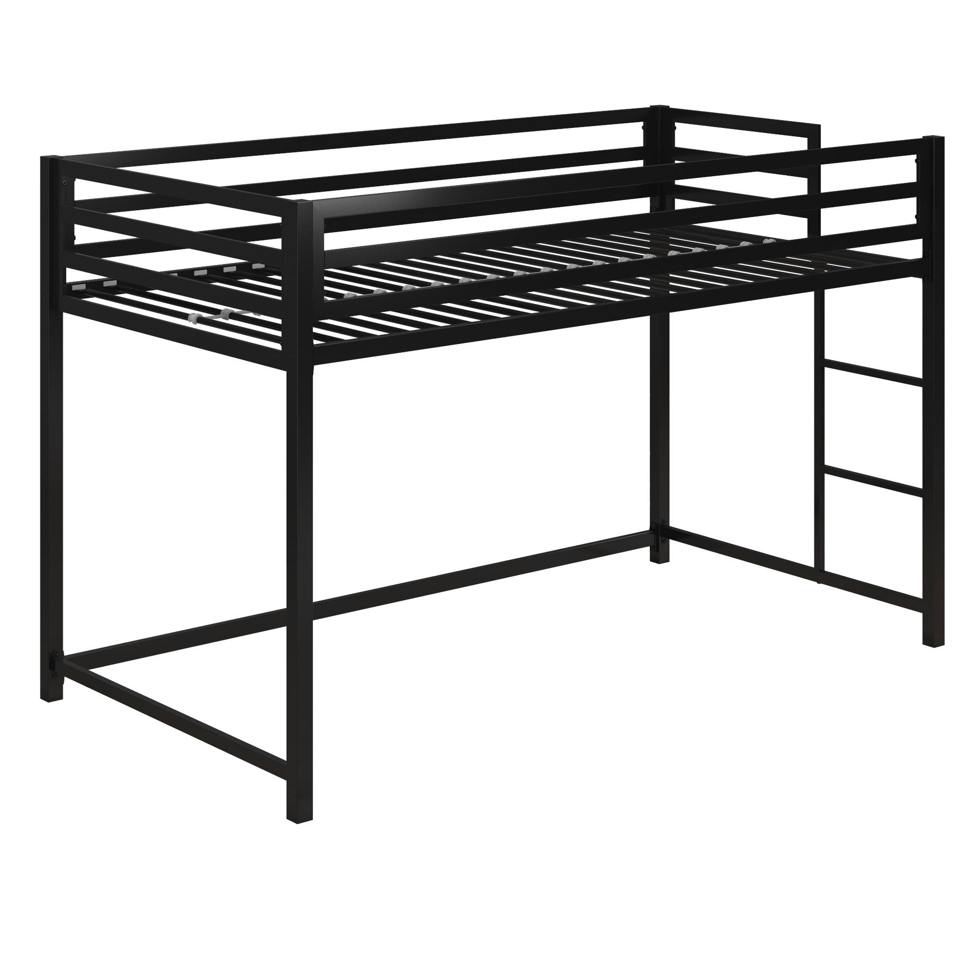Miles Metal Junior Twin Loft Bed with Integrated Ladder - Black - Twin