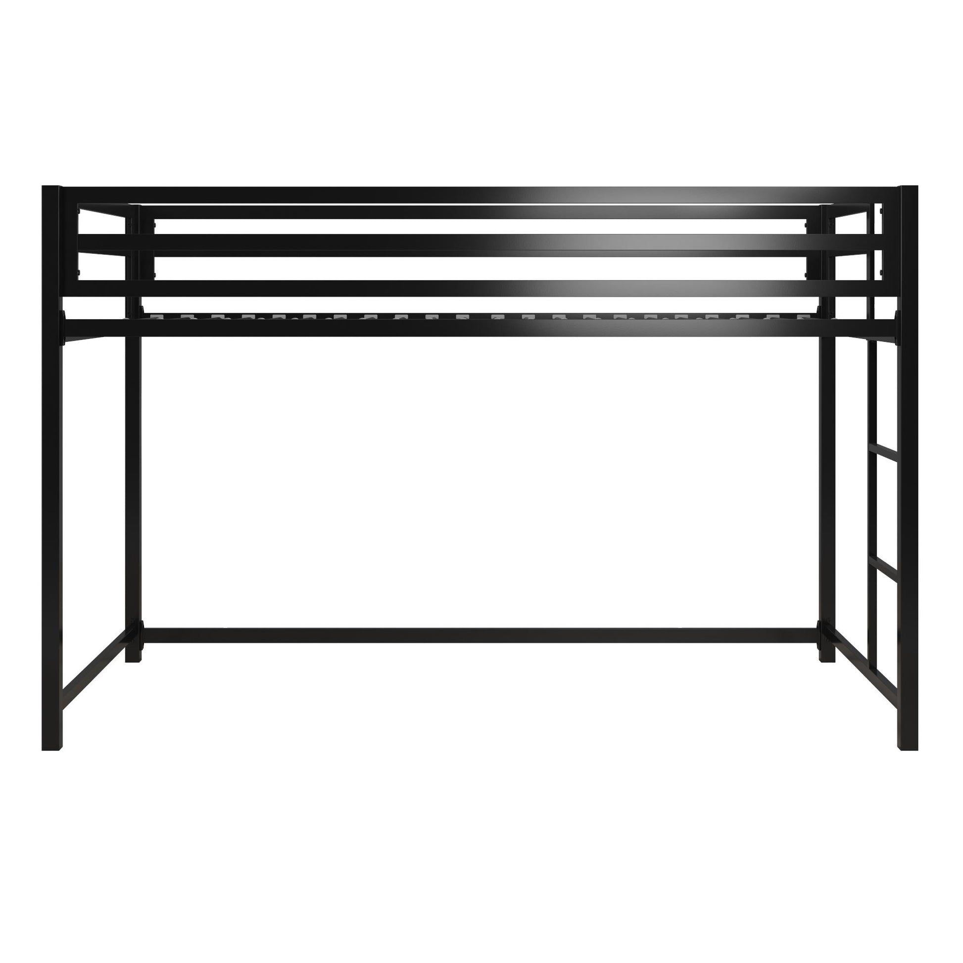 Miles Metal Junior Twin Loft Bed with Integrated Ladder - Black - Twin