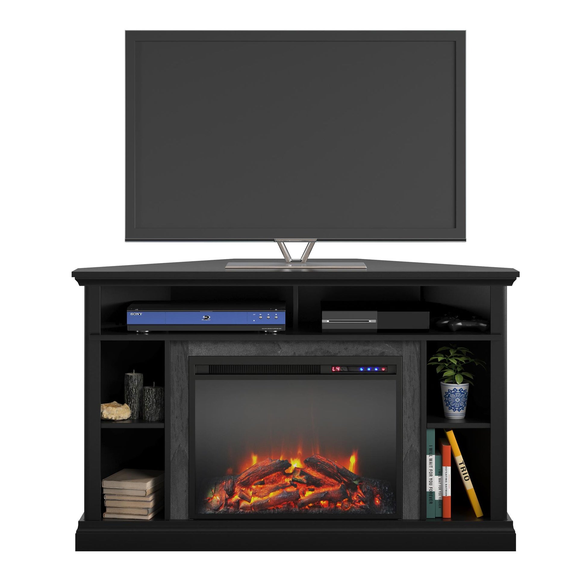 Overland Electric Corner Fireplace for TVs up to 50 Inches - Black