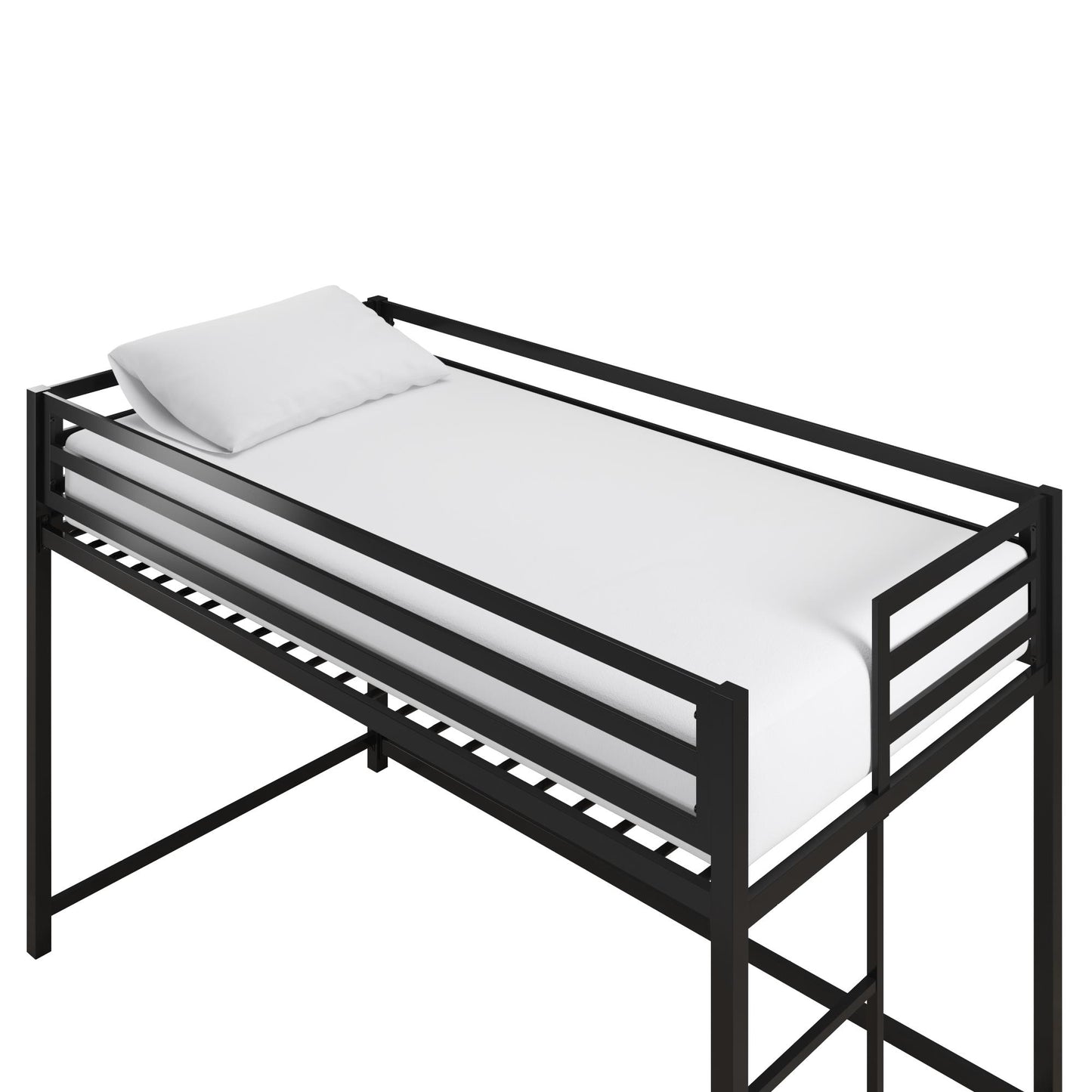 Miles Metal Junior Twin Loft Bed with Integrated Ladder - Black - Twin