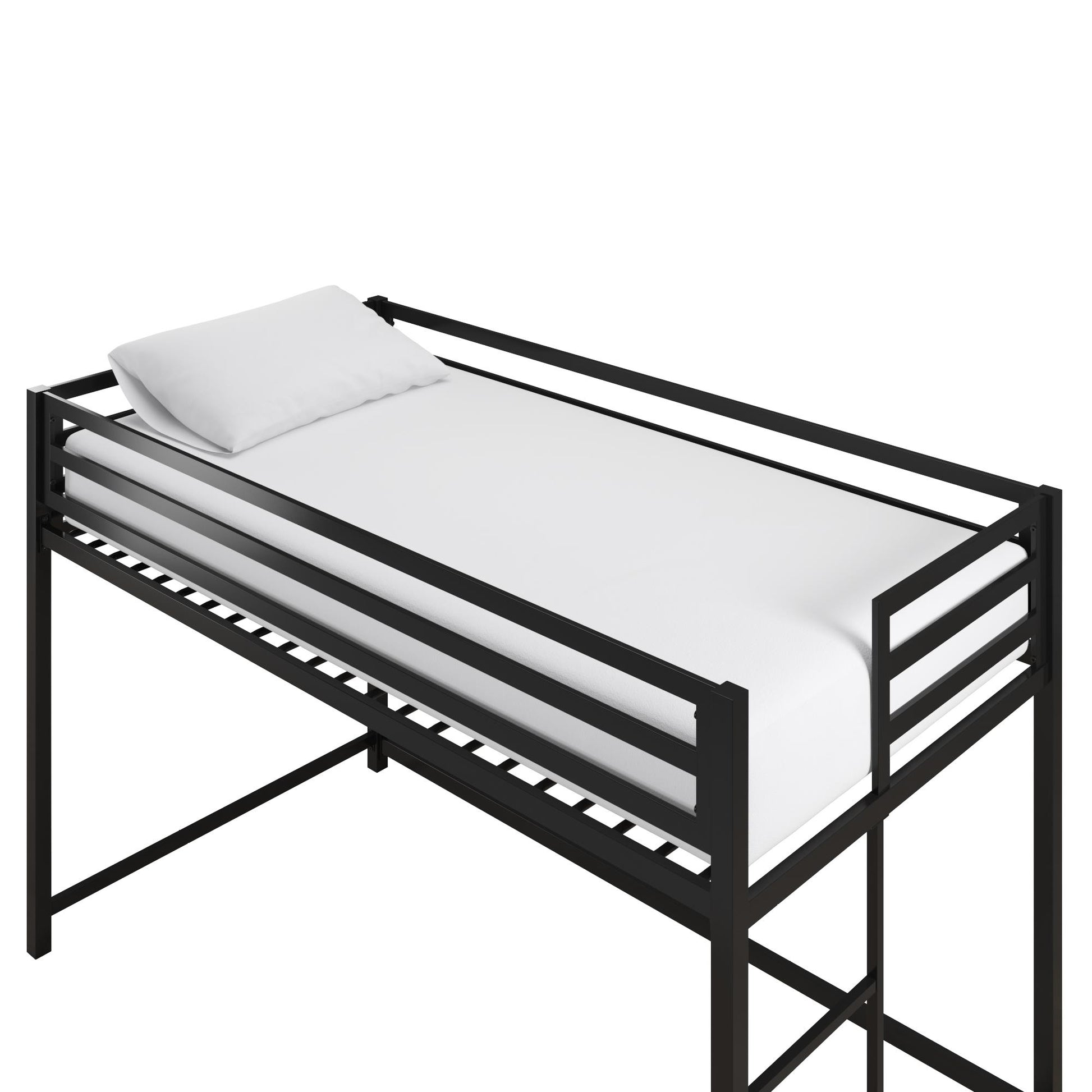 Miles Metal Junior Twin Loft Bed with Integrated Ladder - Black - Twin