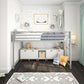 Miles Metal Junior Twin Loft Bed with Integrated Ladder - Silver - Twin