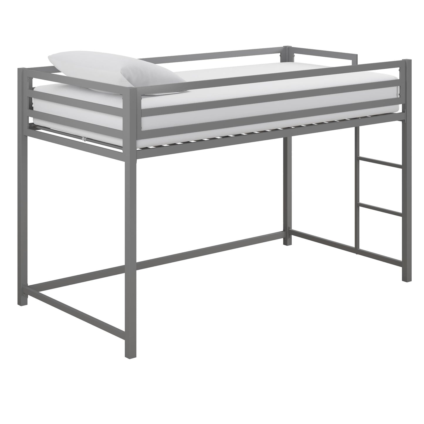 Miles Metal Junior Twin Loft Bed with Integrated Ladder - Silver - Twin