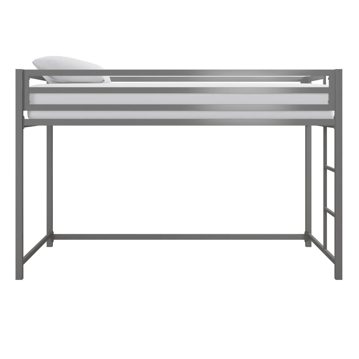 Miles Metal Junior Twin Loft Bed with Integrated Ladder - Silver - Twin