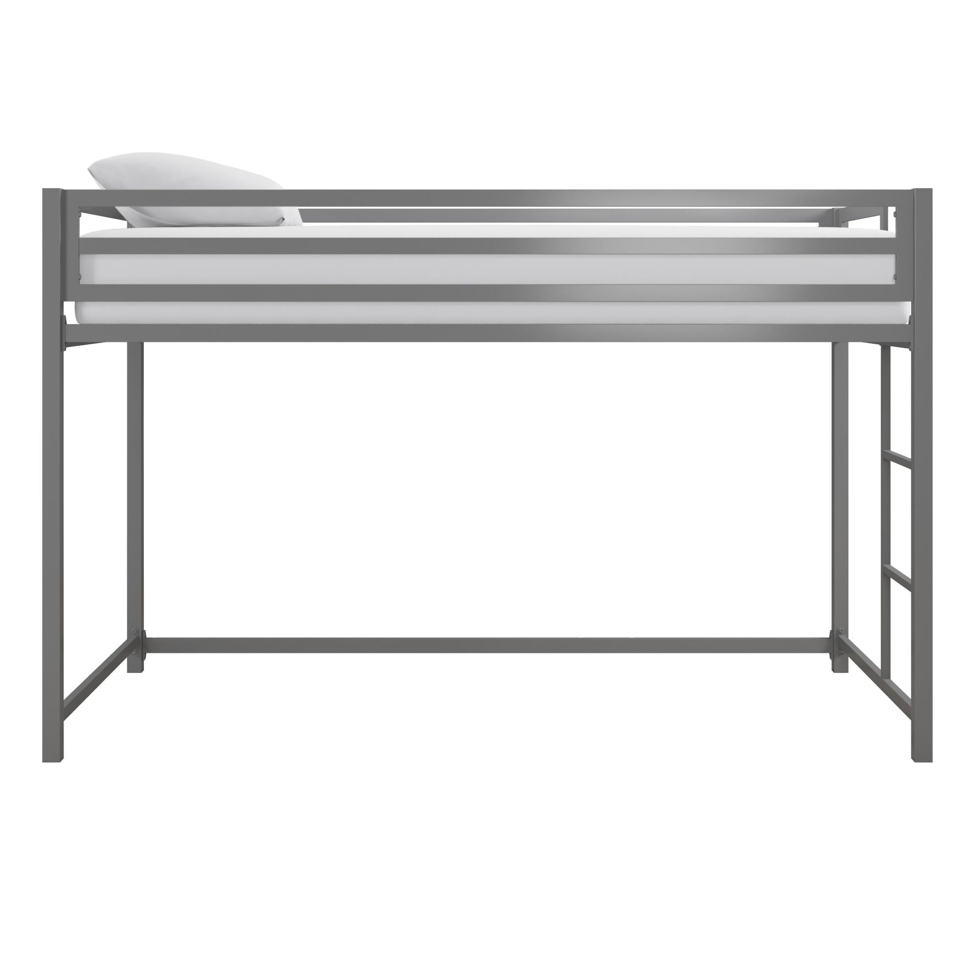 Miles Metal Junior Twin Loft Bed with Integrated Ladder - Silver - Twin