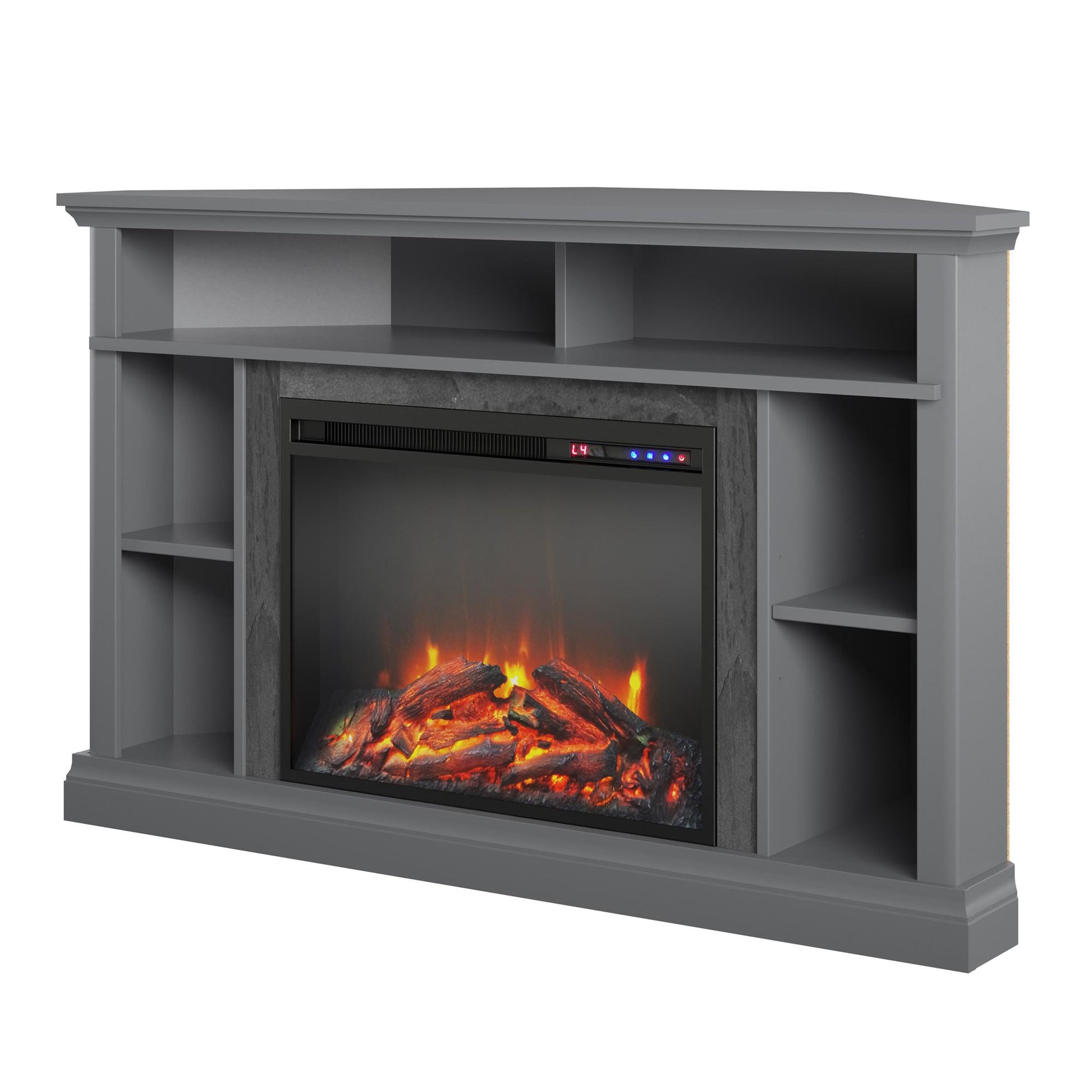 Overland Electric Corner Fireplace for TVs up to 50 Inches - Graphite Grey