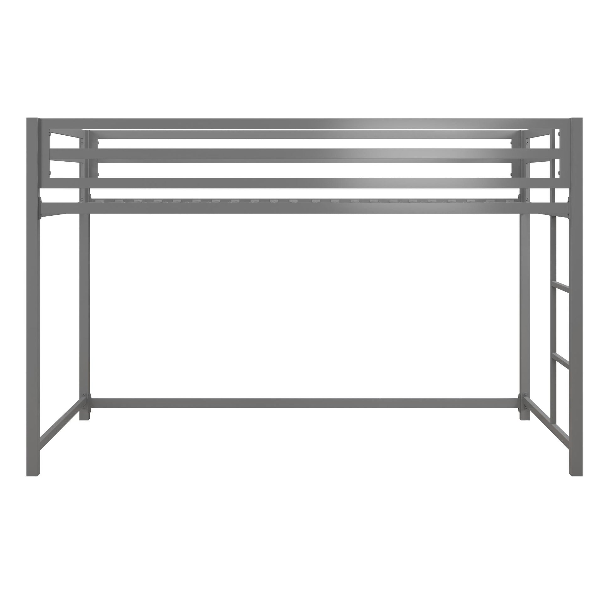 Miles Metal Junior Twin Loft Bed with Integrated Ladder - Silver - Twin