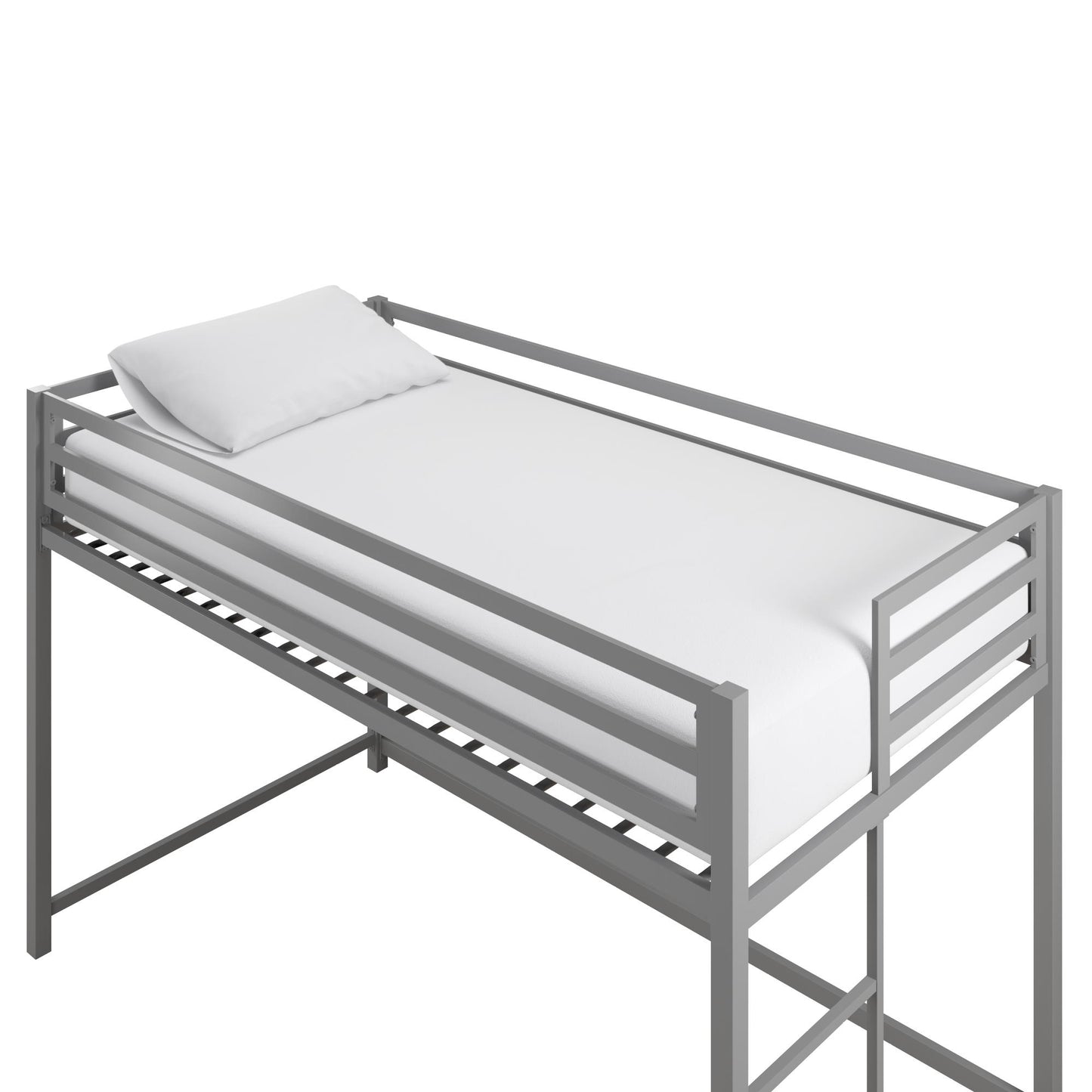 Miles Metal Junior Twin Loft Bed with Integrated Ladder - Silver - Twin