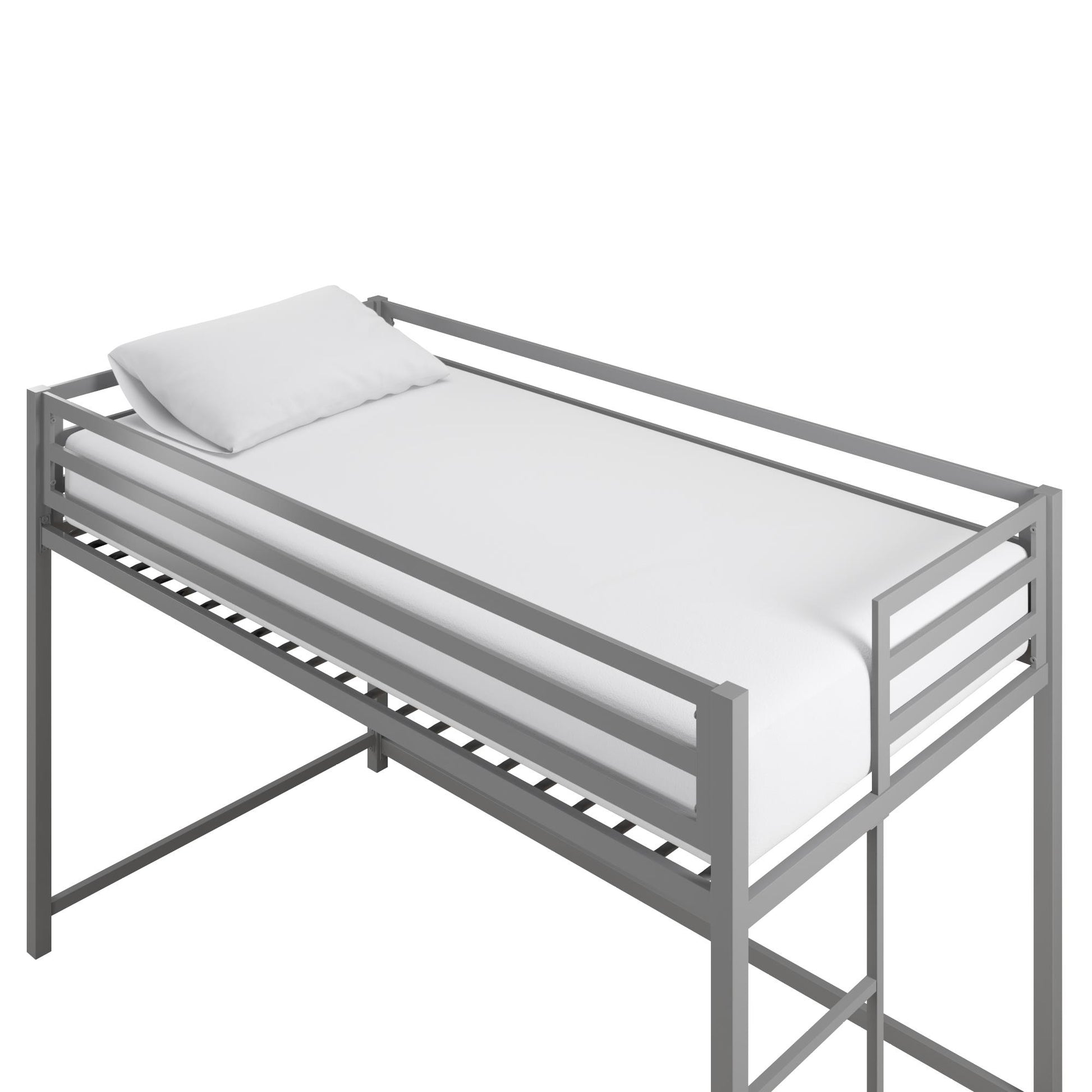 Miles Metal Junior Twin Loft Bed with Integrated Ladder - Silver - Twin