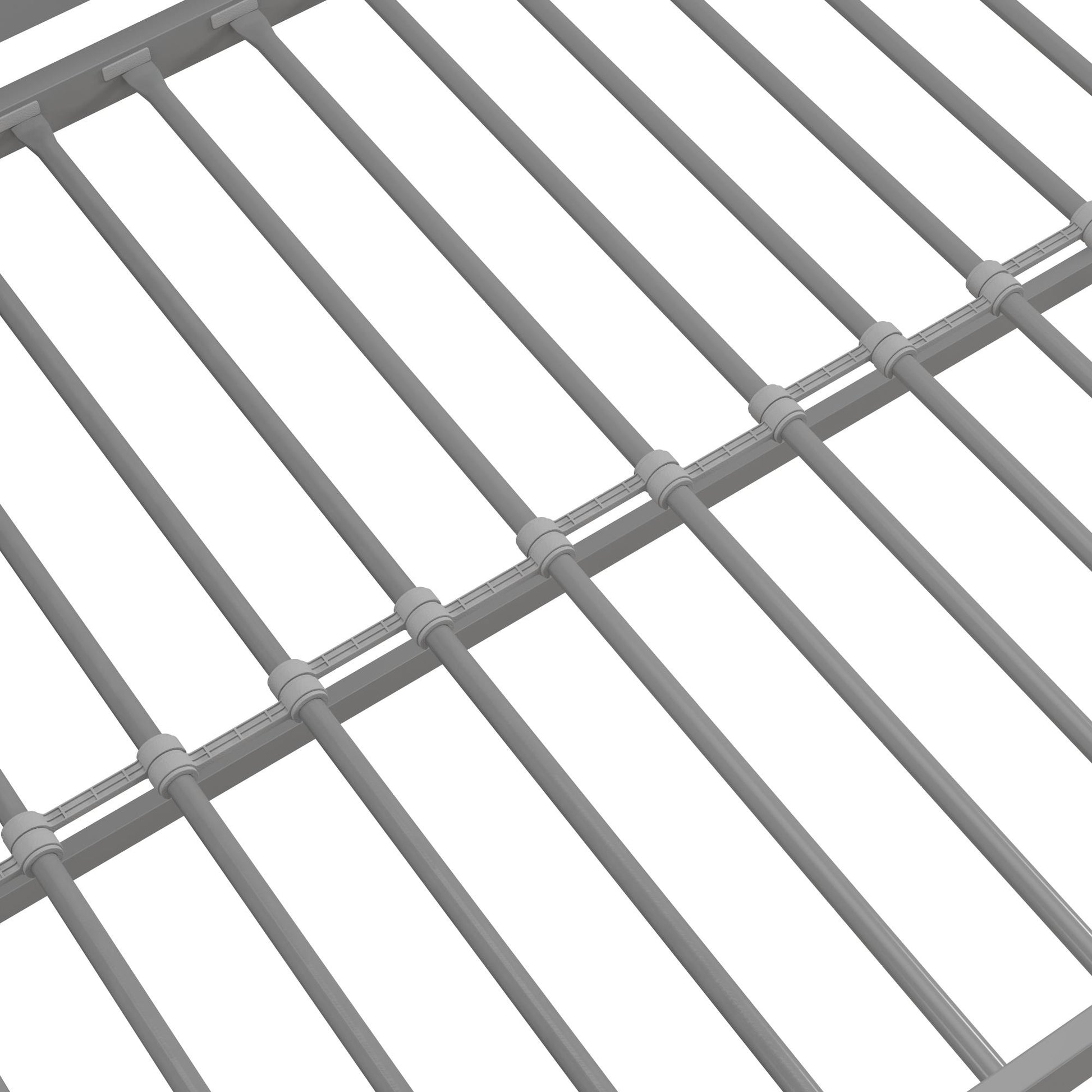 Miles Metal Junior Twin Loft Bed with Integrated Ladder - Silver - Twin