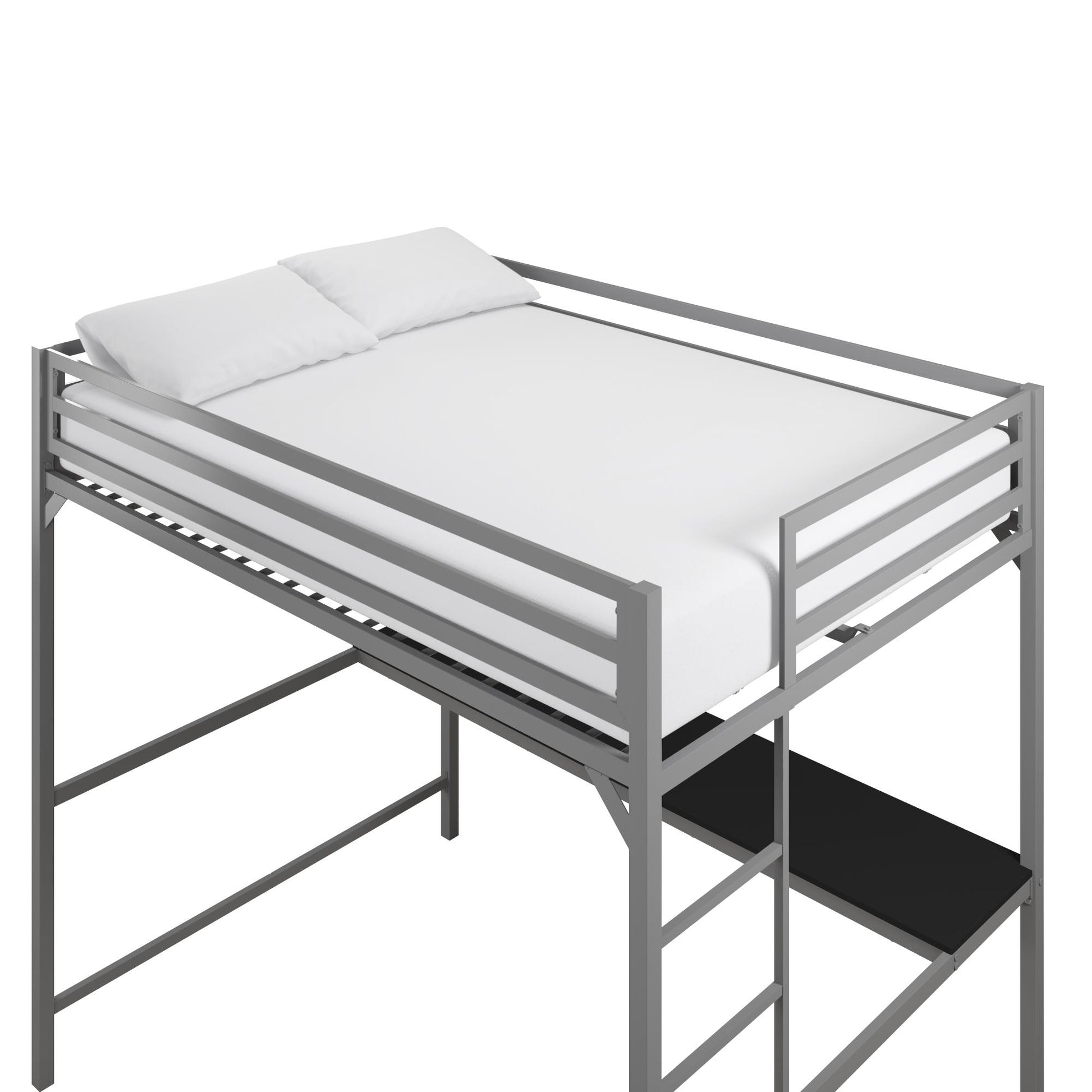 Miles Metal Full Loft Bed with Desk with an Integrated Ladder - Silver - Full