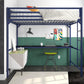 Miles Metal Full Loft Bed with Desk with an Integrated Ladder - Blue - Full