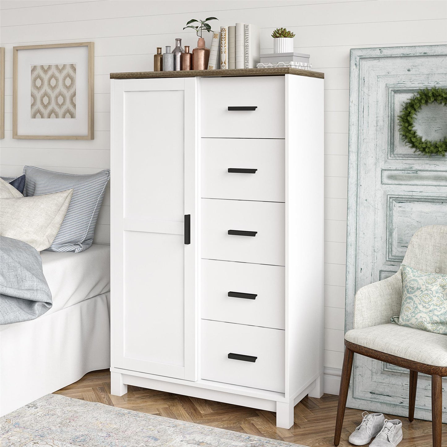 Chapel Hill Gentlemen's Chest with 5 Shelves and 5 Drawers - White
