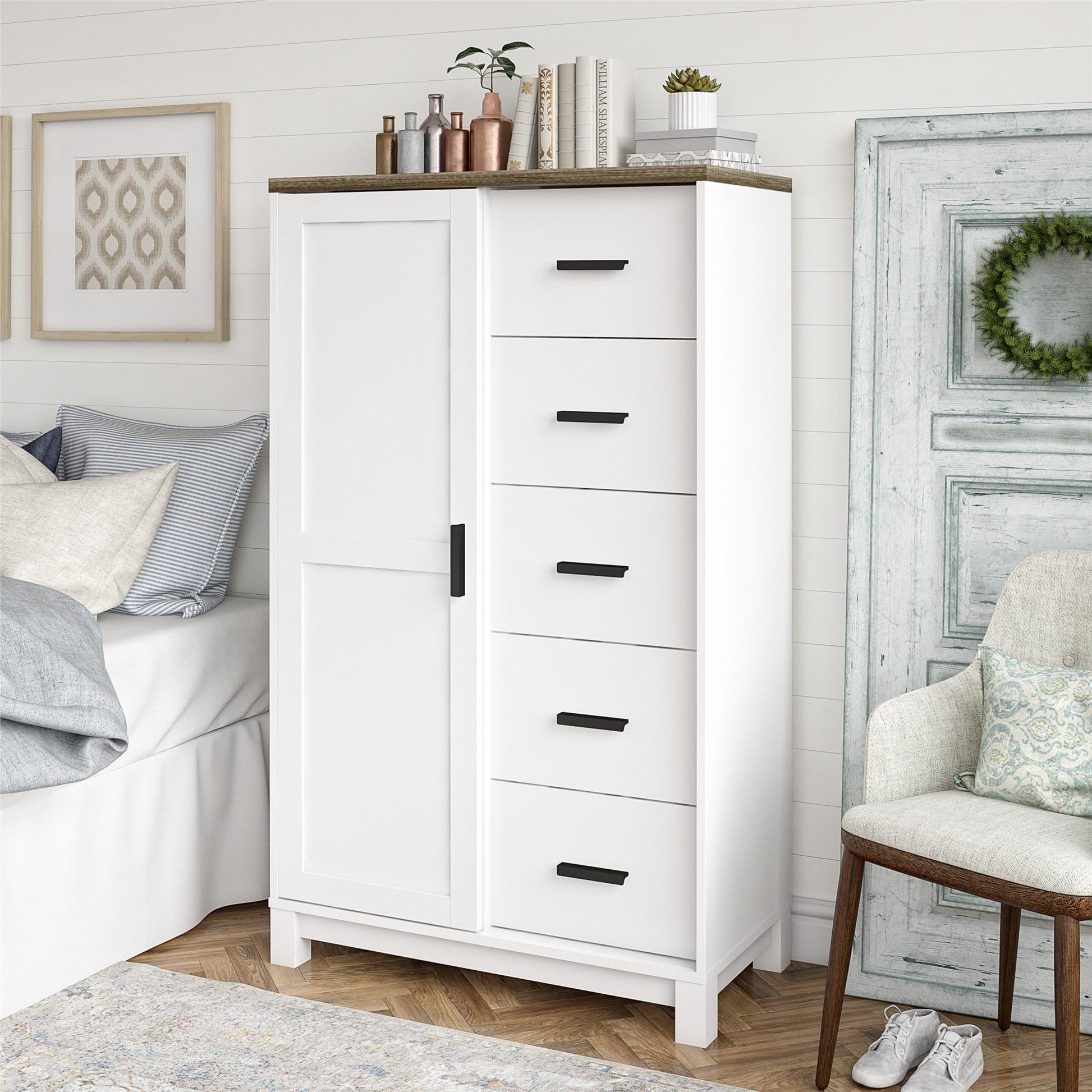 Chapel Hill Gentlemen's Chest with 5 Shelves and 5 Drawers - White