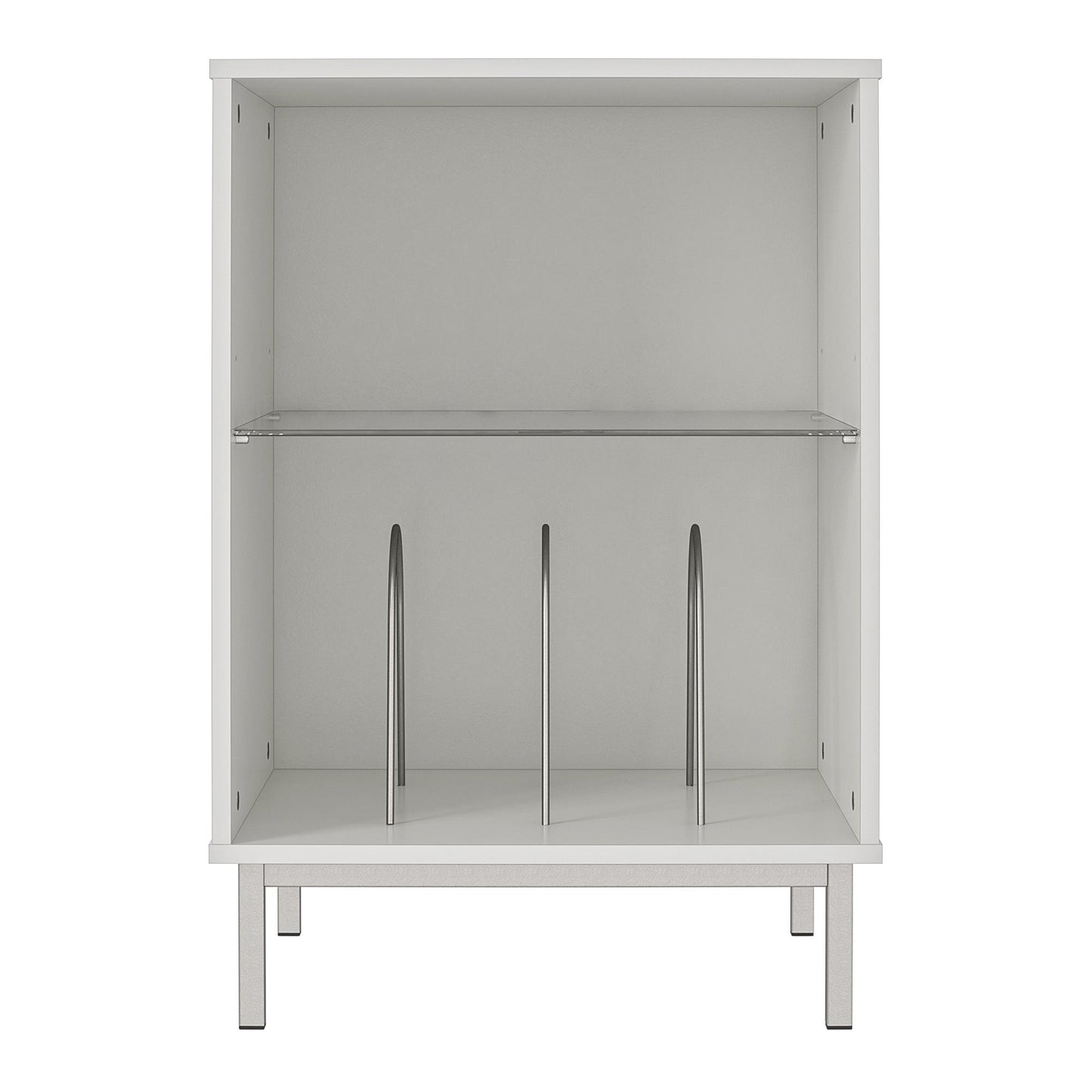 Lumina Turntable Stand with 2 Shelves and LED Lights - White