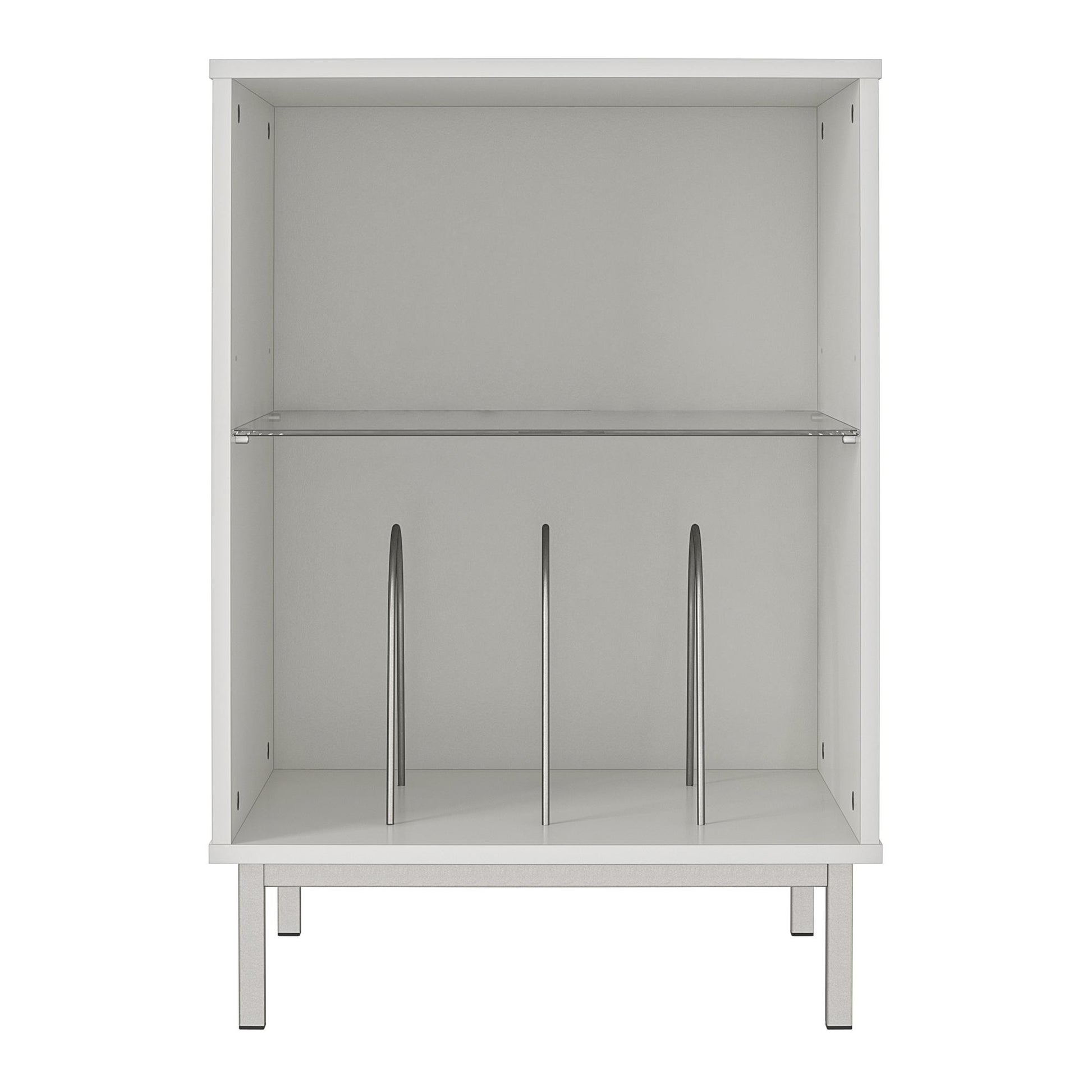 Lumina Turntable Stand with 2 Shelves and LED Lights - White