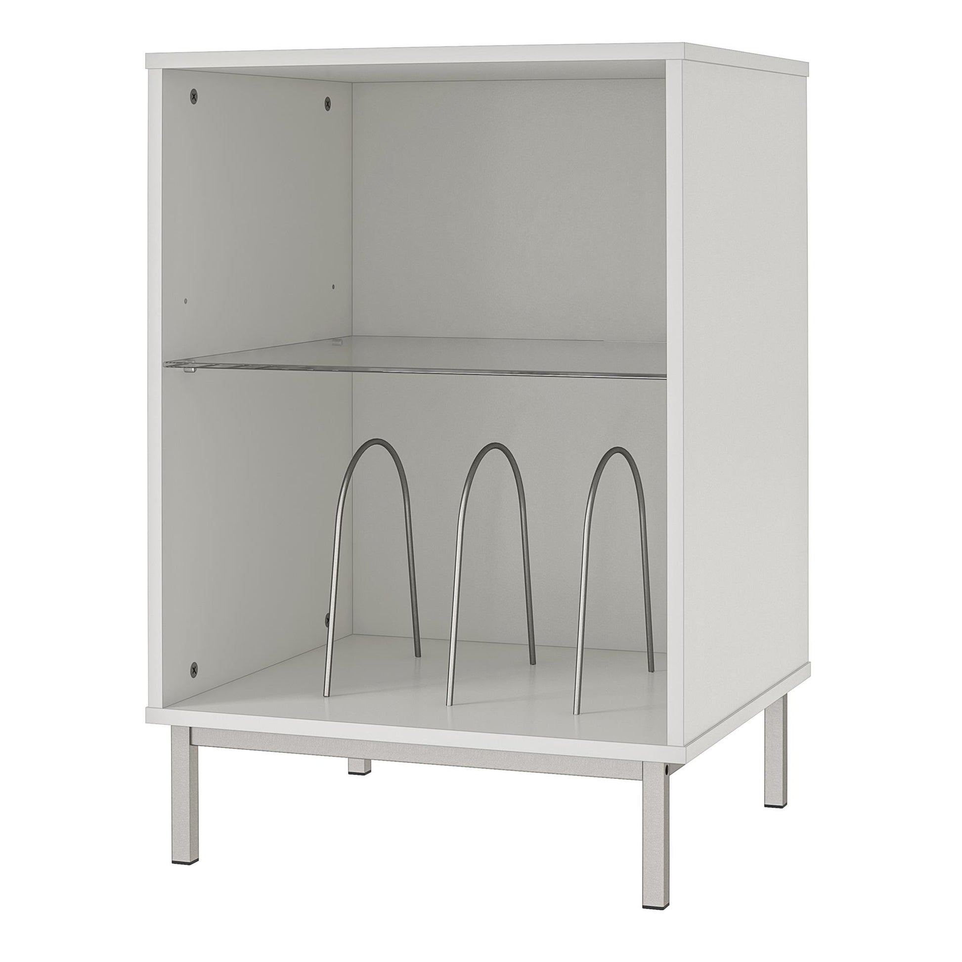 Lumina Turntable Stand with 2 Shelves and LED Lights - White