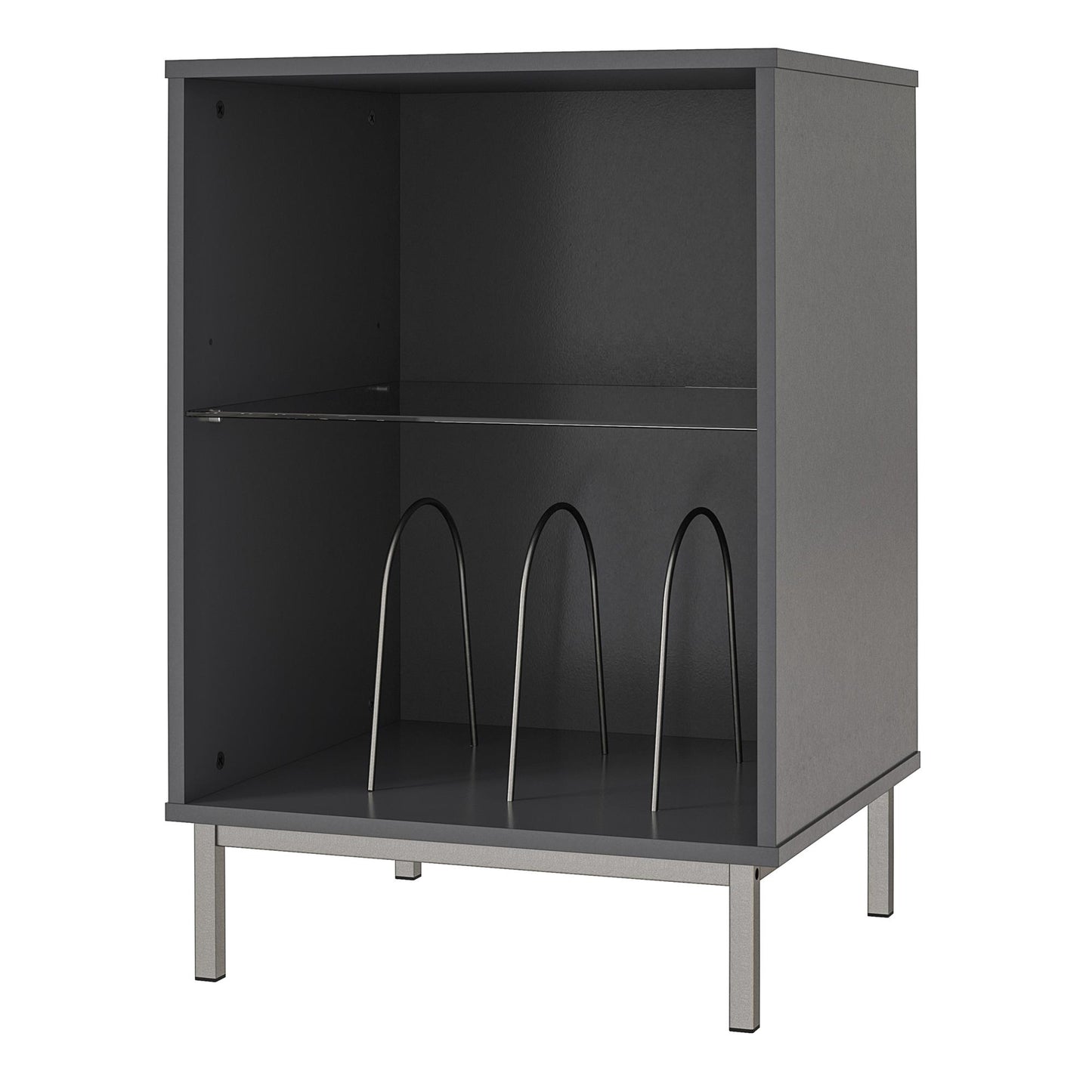 Lumina Turntable Stand with 2 Shelves and LED Lights - Graphite Grey