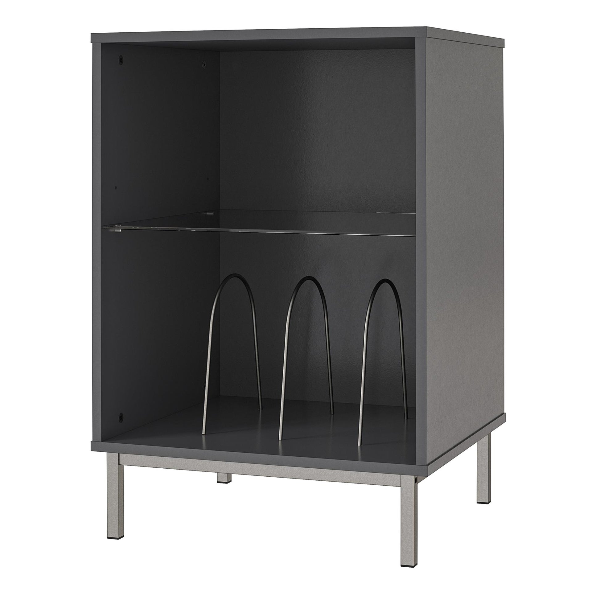 Lumina Turntable Stand with 2 Shelves and LED Lights - Graphite Grey