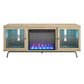Sydney View Fireplace TV Stand for TVs up to 70 Inches with LED Lighting - Blonde Oak