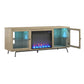 Sydney View Fireplace TV Stand for TVs up to 70 Inches with LED Lighting - Blonde Oak