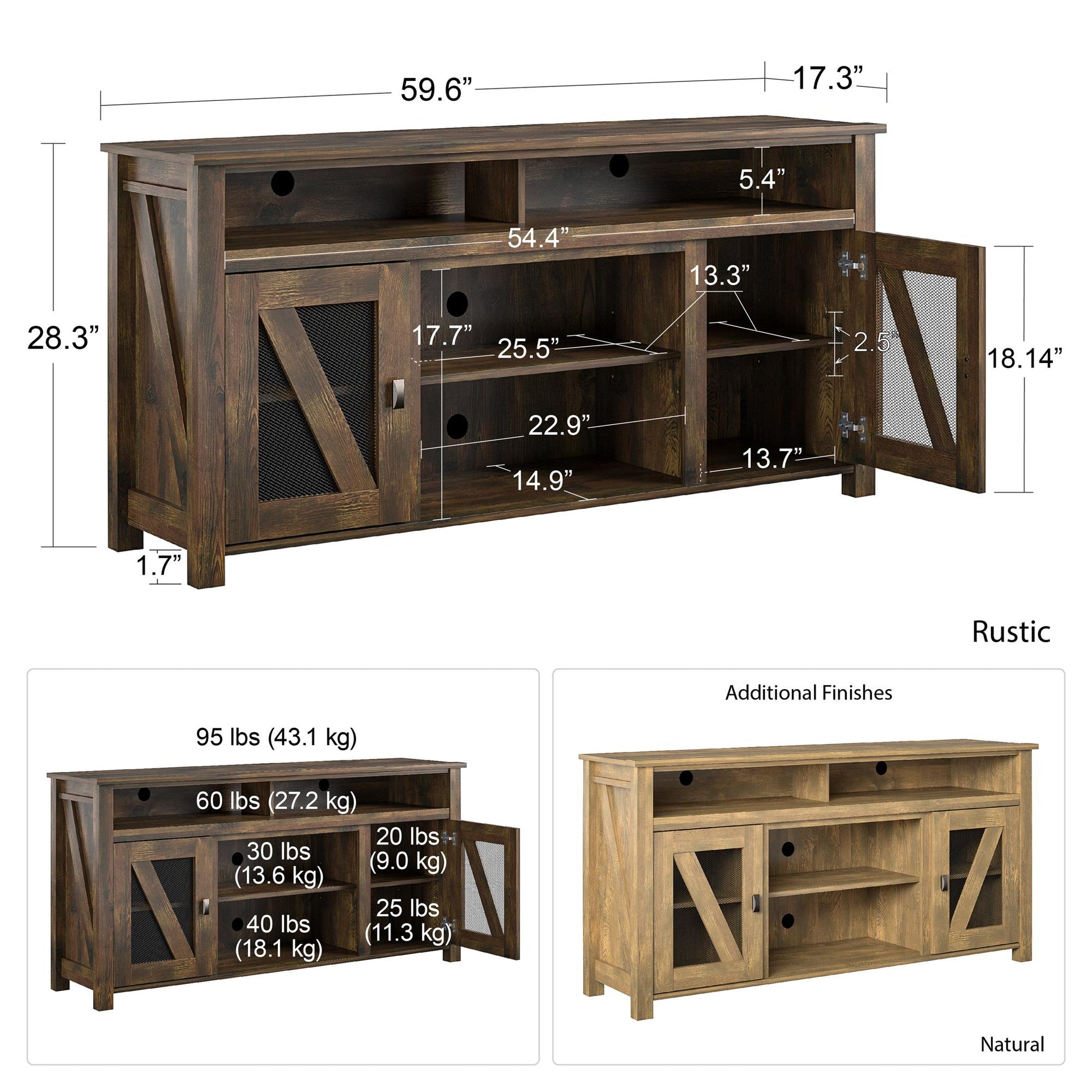 Brocketts Wooden TV Entertainment Stand for TVs up to 60 Inches - Natural
