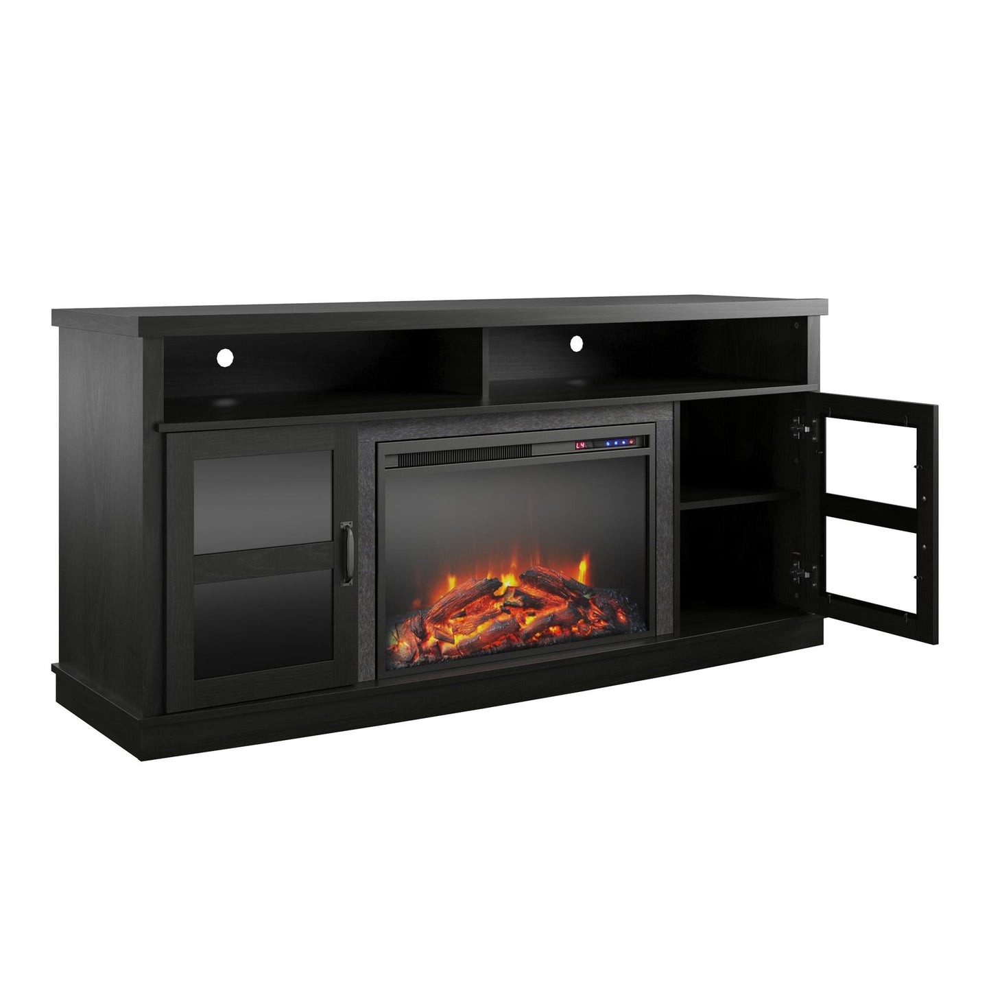 Ayden Park Electric Fireplace TV Stand for TVs up to 65 Inch - Black Oak