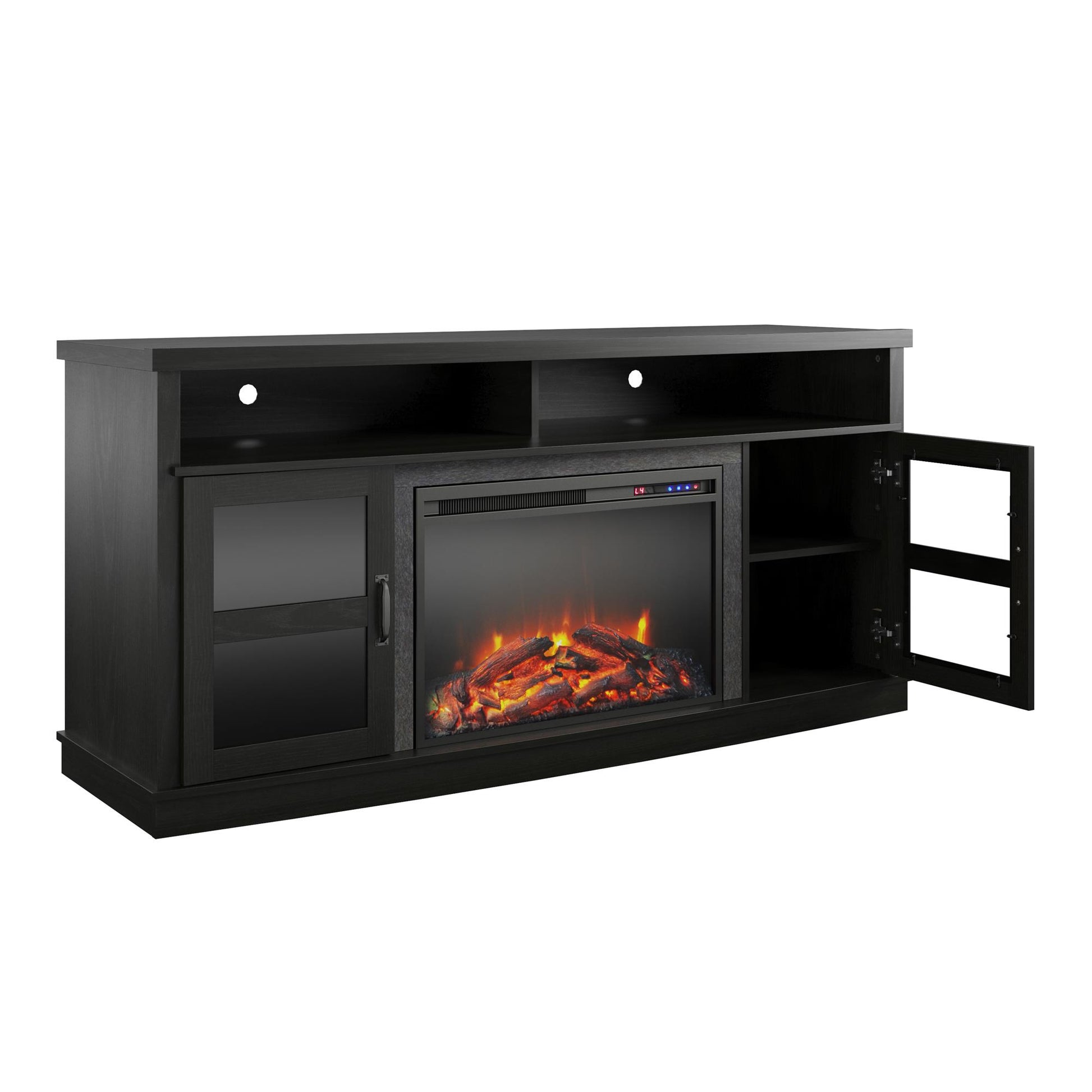 Ayden Park Electric Fireplace TV Stand for TVs up to 65 Inch - Black Oak